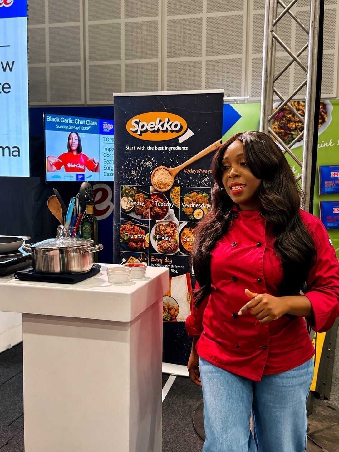 Black Garlic's Clara Kapelembe Bwali presenting a live cooking demonstration at the Good Life Show